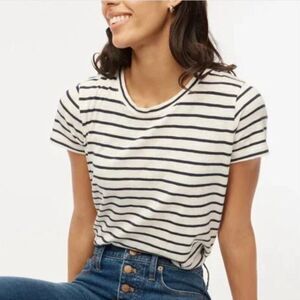 J. Crew Cotton Stripe Girlfriend Crewneck Tee | Size Small